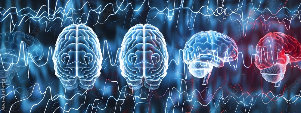 Poster visualizing the complexity of brain waves exploring alpha beta and delta frequencies