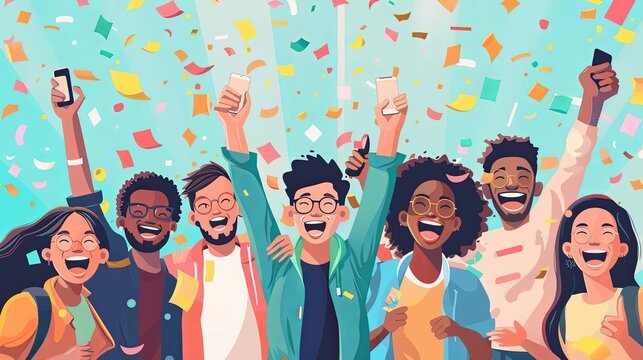 Multicultural Happy People Taking Group Selfie Portrait in Office, Diverse Team Celebrating Together, Showcasing Happy Lifestyle and Teamwork Concepts