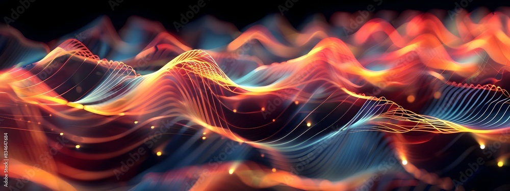 Aufkleber vibrant wavelet transform digital art with fluid waves of light and color