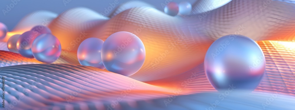 Poster optical cavity modes 3d rendered visualization of futuristic wave patterns and abstract geometric