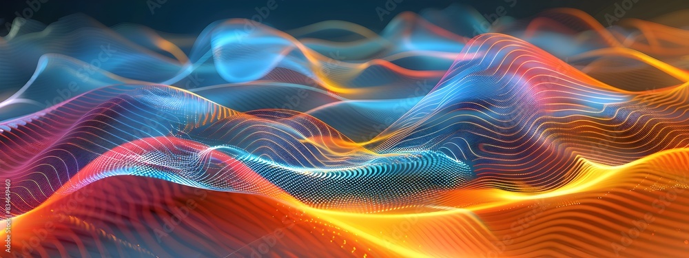 Aufkleber vibrant 3d rendered wave scattering coefficient abstract with fluid motion and colorful fractal