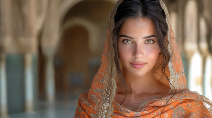 Lady, woman, Alhambra, Islam, Middle east, India, bride, beauty, wedding, face, fashion, smile, happiness, model, dress, hairstyle, scarf, hijab