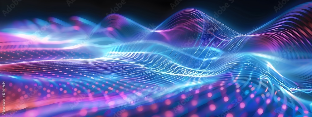 Poster dynamic wave propagation speed with vibrant flowing lines and gradient colors