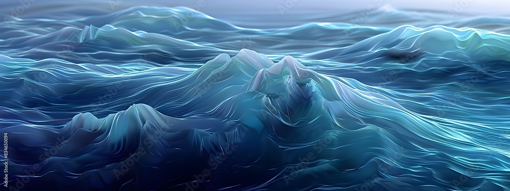 Poster mesmerizing waves in motion fluid dynamics of surging oceanic energy