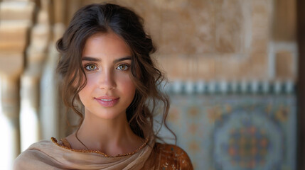 Lady, woman, Alhambra, Islam, Middle east, India, bride, beauty, wedding, face, fashion, smile, happiness, model, dress, hairstyle