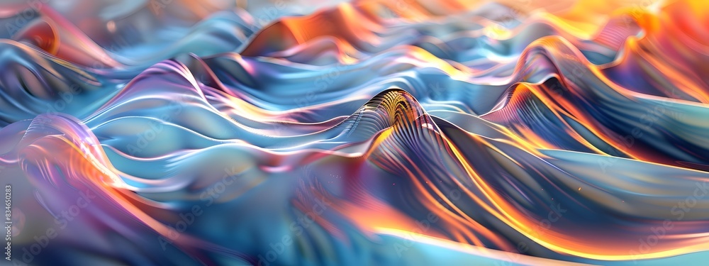 Poster wavefront digital art of distorted wave patterns and fluid motions