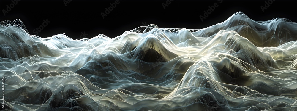Poster wavefront reconstruction captivating 3d rendered visualization of dynamic waves and fluid motions