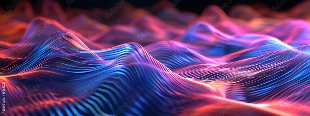 Aufkleber mesmerizing frequency tuning a captivating 3d rendered wave of dynamic energy and vibrant hues