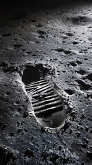 Single footprint on moon by astronaut, testament to humanity's achievements and enduring legacy