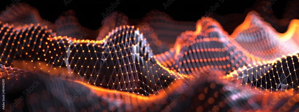 Poster amplitude modulation index visualizing dynamic waveform patterns in digital rendering