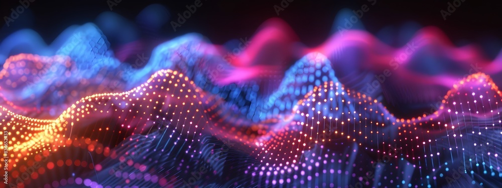 Poster amplitude modulation index vibrant 3d rendered visualization of modulation patterns