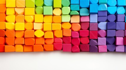 Fototapeta premium Colorful crayons arranged in a grid pattern on a white background.
