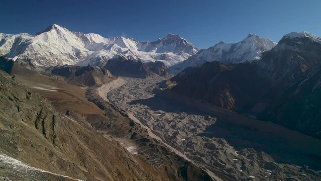Aerial view of Himalaya mountains range from Gokyo Ri, Everest national park, Nepal, Asia