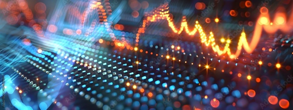 Poster phase modulation index vibrant of technological data flow and wave patterns