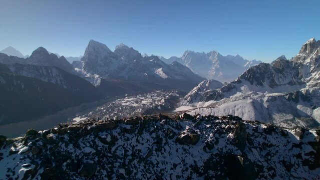 Aerial view of Himalaya mountains range from Gokyo Ri, Everest national park, Nepal, Asia