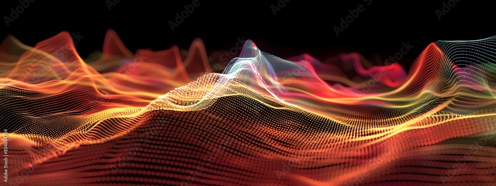 Aufkleber frequency carrier a captivating neon hued 3d rendered visualization of dynamic energetic waves