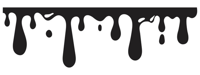 Dripping Paint molten splash, liquid flow abstract shape stain isolated on transparent background. Fluid trickle, border or stencil.