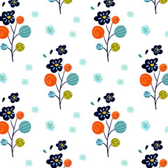 Flooral seamless pattern magical flower garden Ccolorful blooms lush greenery.For textiles, wallpaper and postcard background..