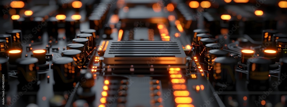 Poster frequency divider a 3d rendered visualization of an electronic circuit component