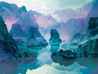 Futuristic Landscape Holographic Technology Meets Nature