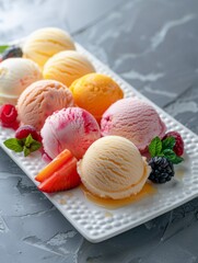 ice cream scoops in different flavors