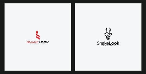 An animal logo with a simple concept. Modern and unique logo design. Snake and deer antlers logo.