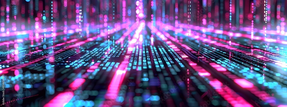Poster visualizing the intricacies of code division multiplexing in a vibrant 3d rendering