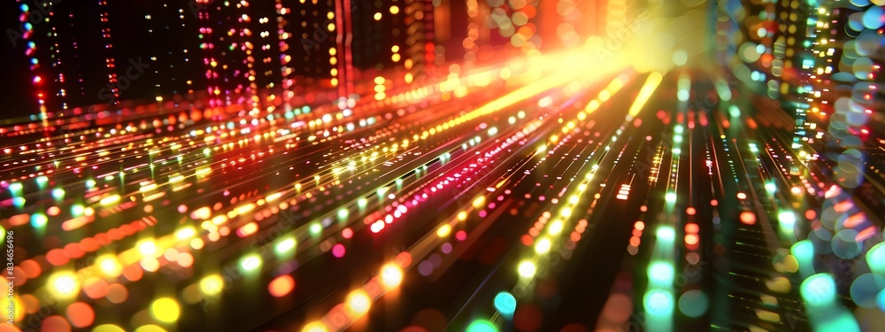 Poster vibrant digital fractal pattern a futuristic visualization of code division multiplexing