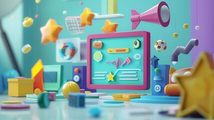 Engaging Gamification Interface: Earn, Redeem, Progress - 3D Render