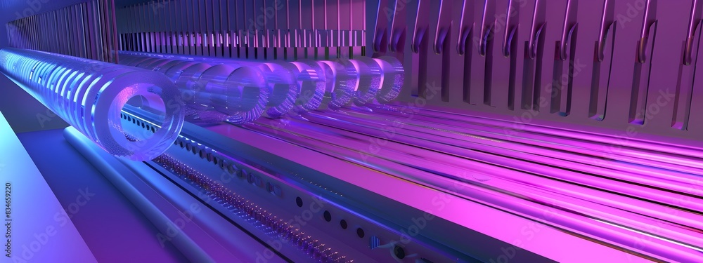 Poster 3d rendered abstract low pass filter showcasing filtering high frequencies and allowing low