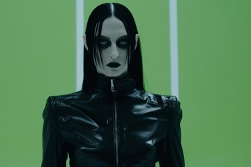 Mysterious dark figure with intense gaze