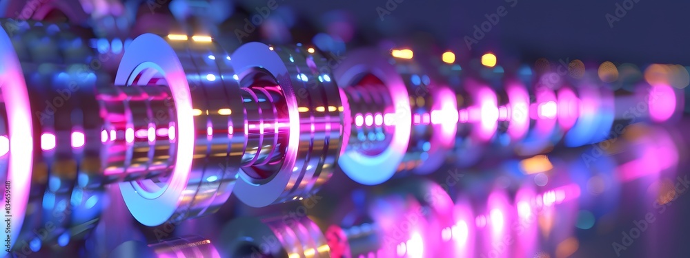 Poster vibrant 3d rendering of a band pass filter allowing a specific range of frequencies