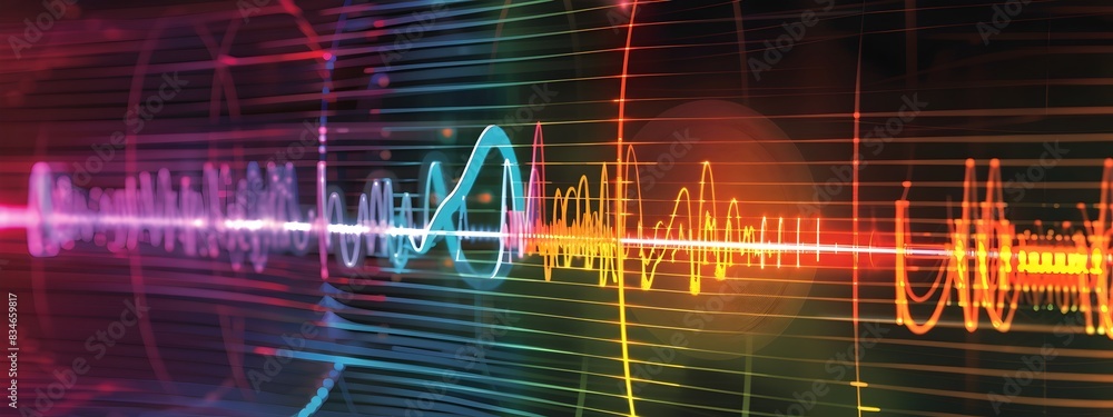 Poster of a notch filter narrowly filtering a frequency range in a digital audio waveform