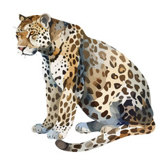 Watercolor clipart vector of a leopard, isolated on a white background, leopard vector, Illustration painting, Graphic logo, drawing design art