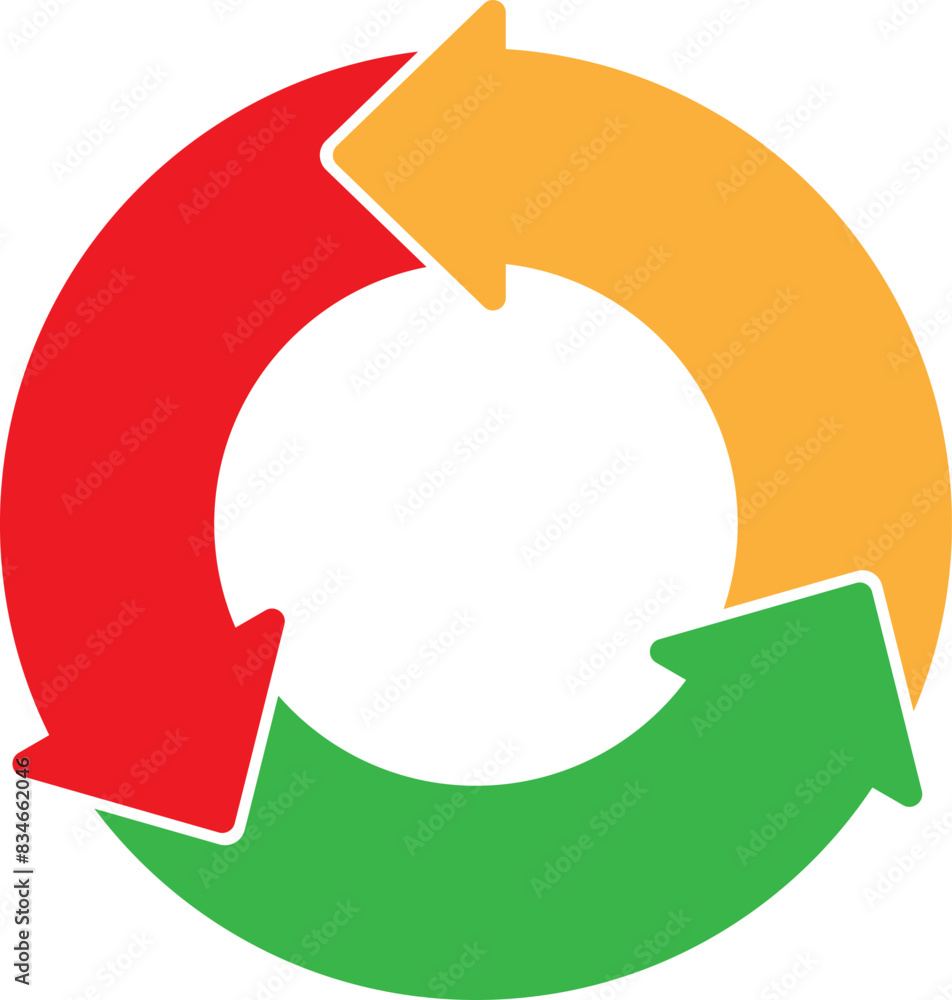 Poster infographic element in the form of three arrows in a circle
