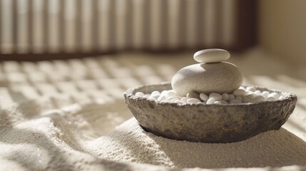 Zen stones and pebbles in a tranquil setting