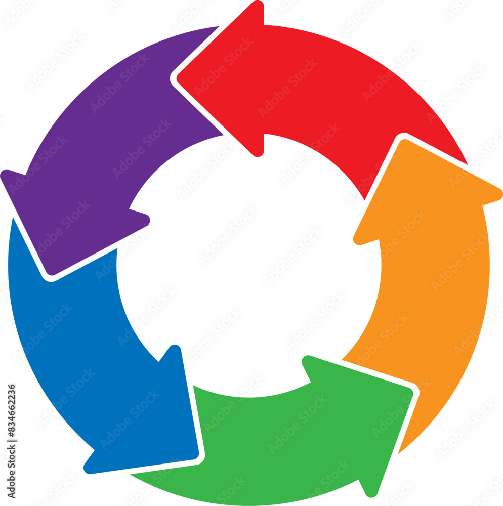 Poster infographic element in the form of five arrows in a circle