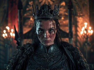 dark fantasy queen in ornate crown and costume