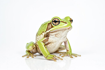 Fototapeta premium Green Tree Frog with Large Eyes Looking Up