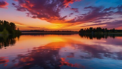 sunset over the lake