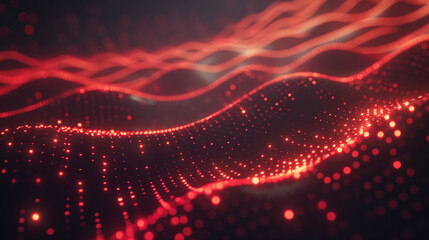 An abstract red digital wave pattern creates an atmosphere of energy and power in this high-tech image