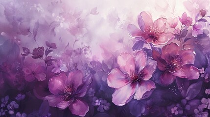 floral painting in shades of lavender. delicate petals