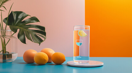 The app displaying a hydration tracker reminder to drink water a dynamic and dramatic composition, with cope space