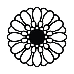Gerbera flower icon. Floral blooming head of gerbera daisy. Bright and fabulous ornamental plant, symbol of cheerfulness. Modern lineart icon, editable thin strokes. Minimalistic style