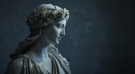 Ethereal statue with floral crown