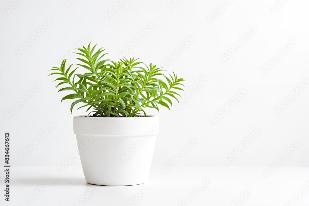 Canvas Prints Green Plant in White Pot on White Background