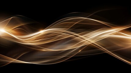 Naklejka premium A black background featuring a golden and white wave on the left, and another identical wave on the right