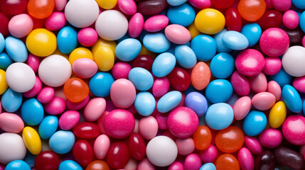 Fototapeta premium Vibrant and colorful candy assortment with highresolution background, perfect for sweet treat confectionery promotions.
