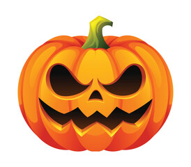 Halloween pumpkin with angry face expression. Vector cartoon character illustration