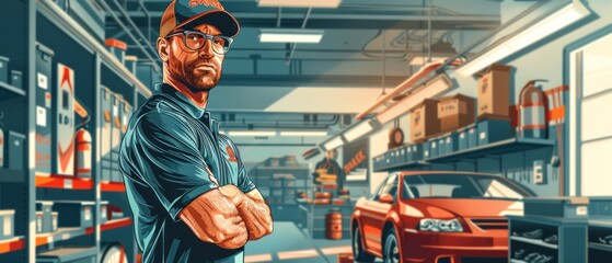Naklejka premium Design a professional t-shirt graphic for employees of a vehicle inspection company.
